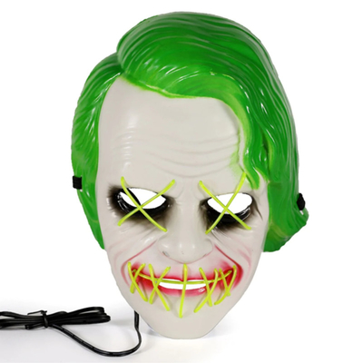Groen Jokerhalloween Geleid Licht op Masker voor Maskeradepartij Cosplay