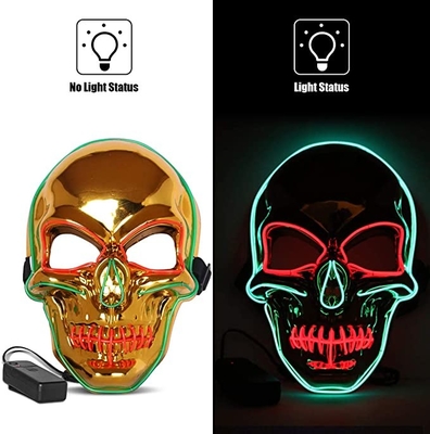 Masker die van het het Skelet Lichte omhoog Volledige Gezicht van Halloween het Enge in het Donkere Volwassenengoud gloeien