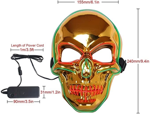 Masker die van het het Skelet Lichte omhoog Volledige Gezicht van Halloween het Enge in het Donkere Volwassenengoud gloeien