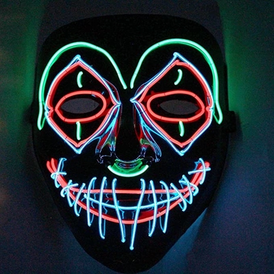 Van het multi LEIDENE van Kleurenhalloween Enge Lichtgevend Gezichtsmasker in Dark