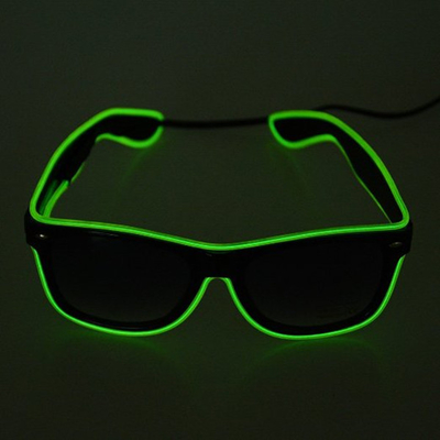 Zwart de Lens Lichtgevend Flintglas van de neondraad met 2AA-Batterijpak