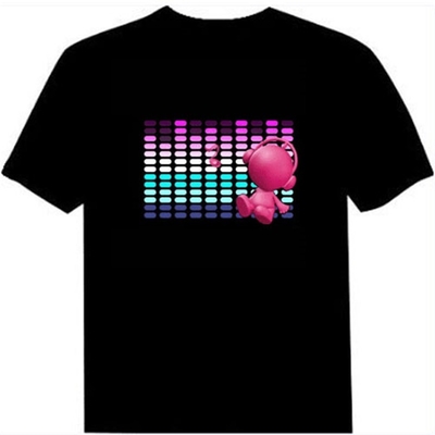 Opvlammende Gloeiende Geluid Geactiveerde LEIDENE T-shirt 2xAAA