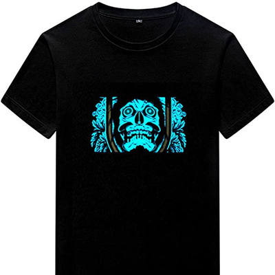 Audiocontrolelicht op van de LEIDENE Opvlammende Zwarte T-shirt de Draadloze Muziek