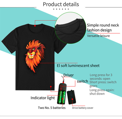 Paar LEIDENE Opvlammende T-shirt met het Katoen van Lion Pattern Unisex 100%