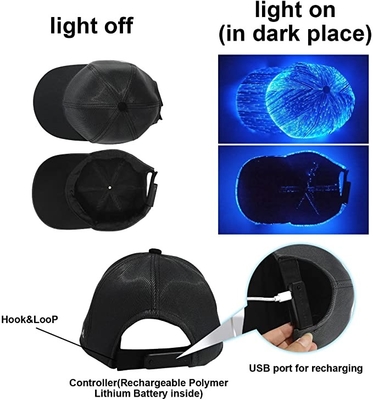 Lichtgevend het gloeien Geleid de Vezel Optisch Licht van Honkbalkappen op Navulbare Hoeden