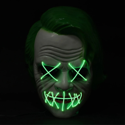 Groen Jokerhalloween Geleid Licht op Masker voor Maskeradepartij Cosplay