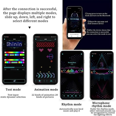 Programmeerbare DIY-LEIDENE van Bluetooth van het Tekstpatroon Hoedenapp LEIDENE van de Controle Magische Vertoning Hoed